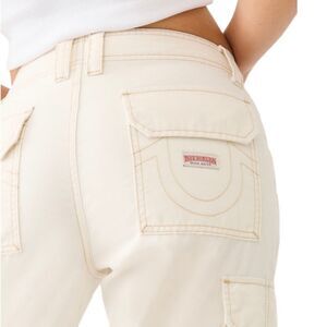 True Religion Women's Military Cargo Pants Winter White Khaki size 31